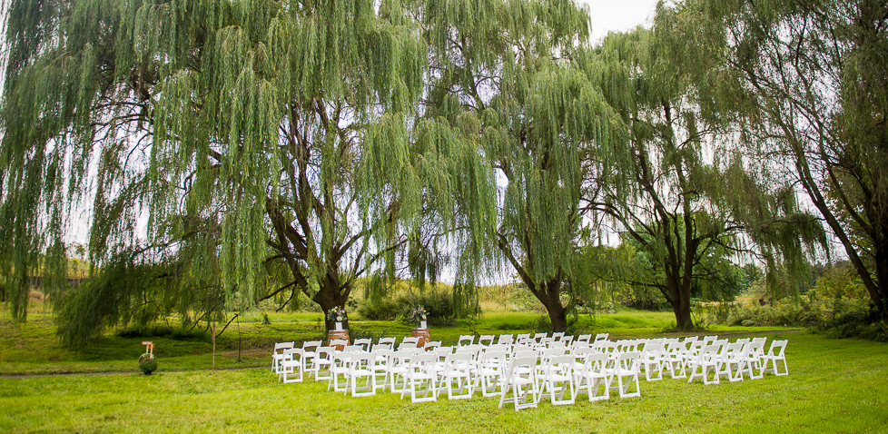 Outside Ceremony Under Beautiful Foliage Captured By Emmaus Wedding Photographer