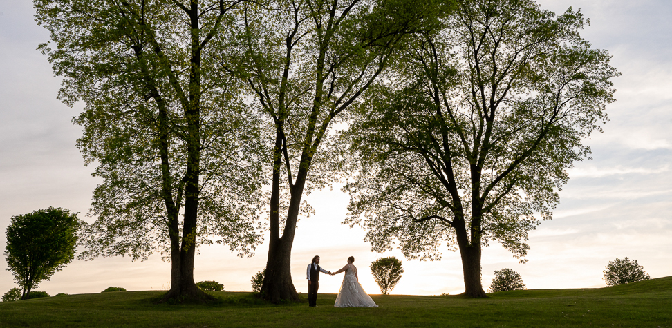 Emmaus Wedding Photographer Captures Bride And Groom Silhouette At Sunset